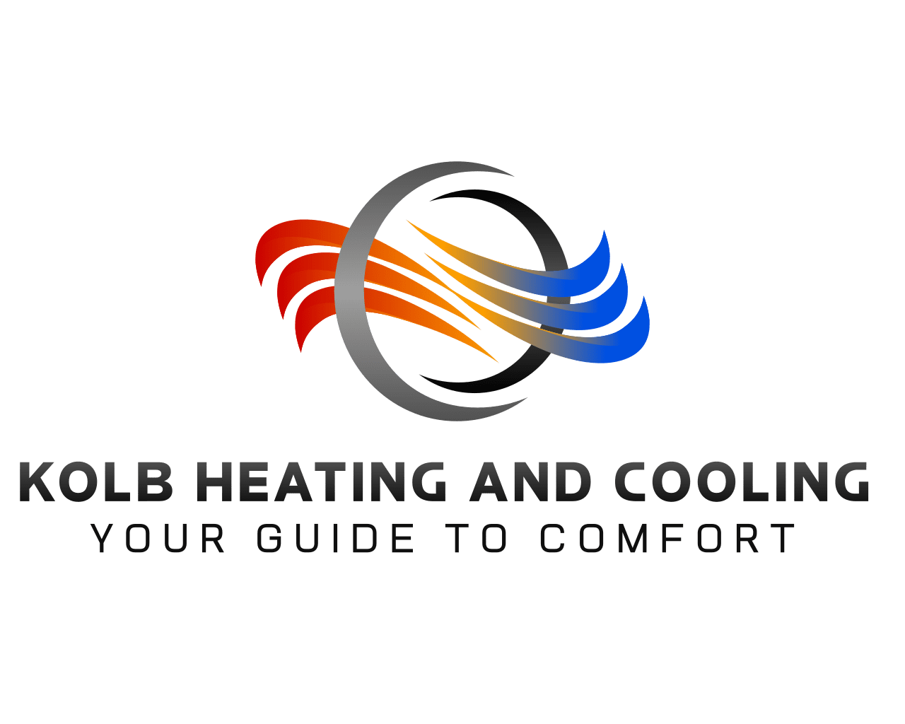 Logo for a heating and cooling business with flames and cooling waves.
