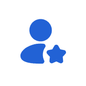 Blue person icon with a star symbol.
